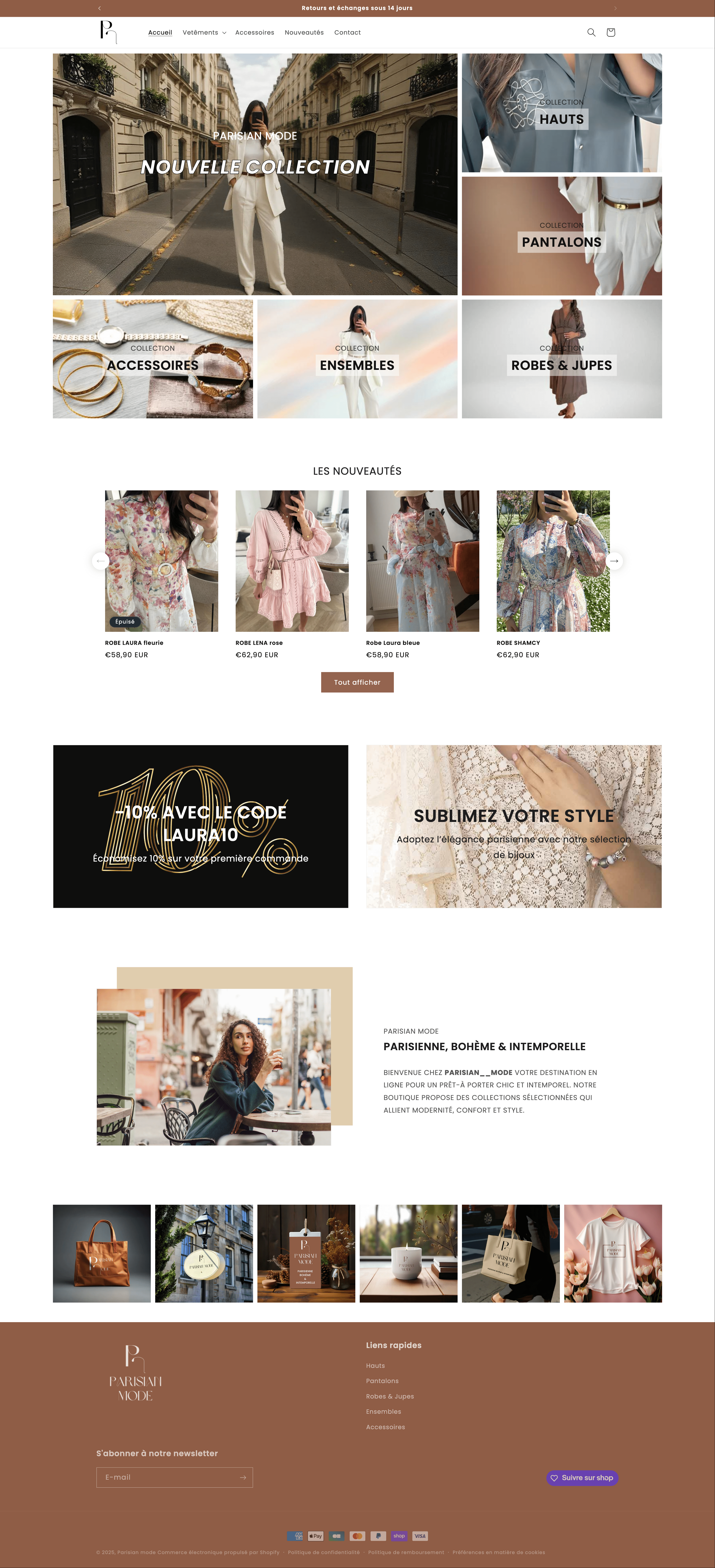 Site web Parisian Mode